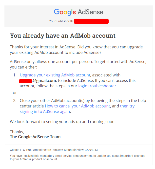 you already have an AdMob account
