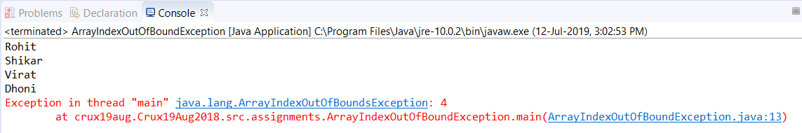 Java中的ArrayIndexOutOfBoundsException