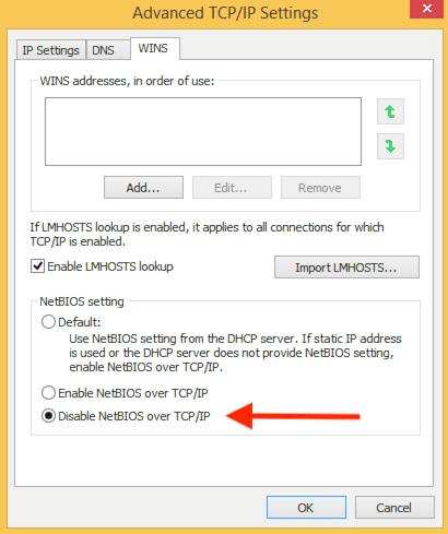 Windows 8中通过TCP/IP禁用NetBIOS4