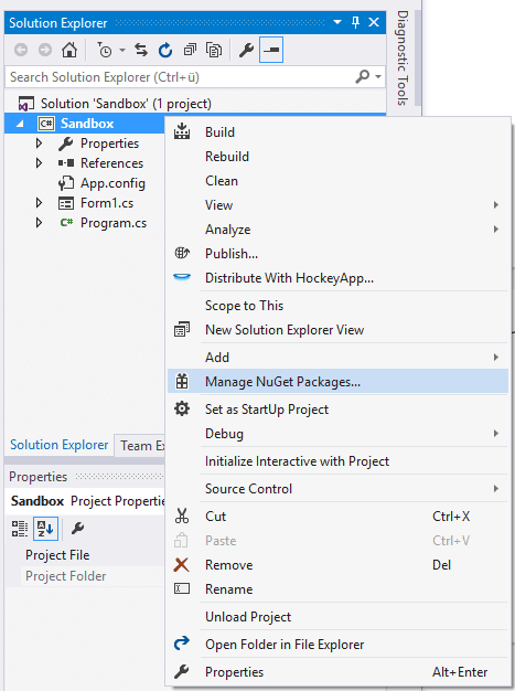 NuGet包管理器项目Visual Studio