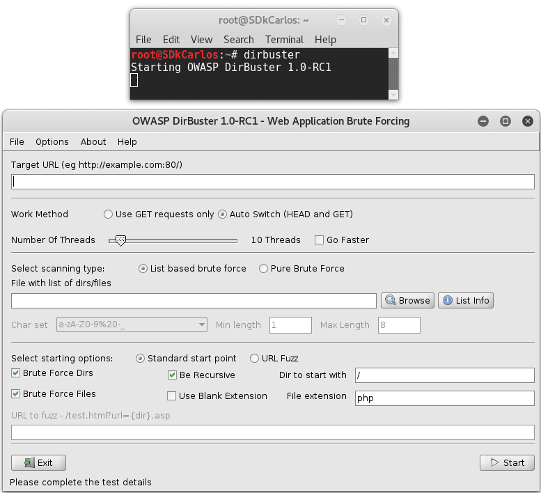 如何在Kali Linux中使用DirBuster列出网站的目录和文件2