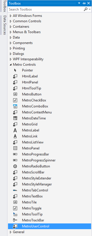 Windows MetroControls自定义工具箱组件