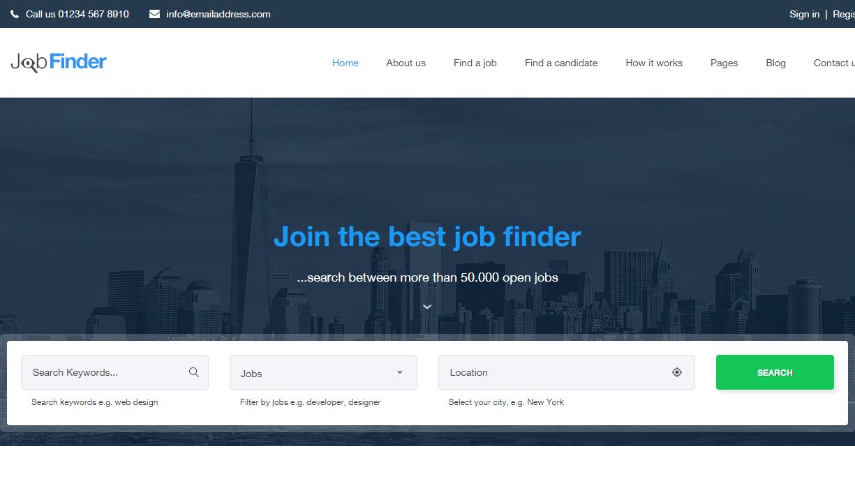 JobFinder Premium HTML模板