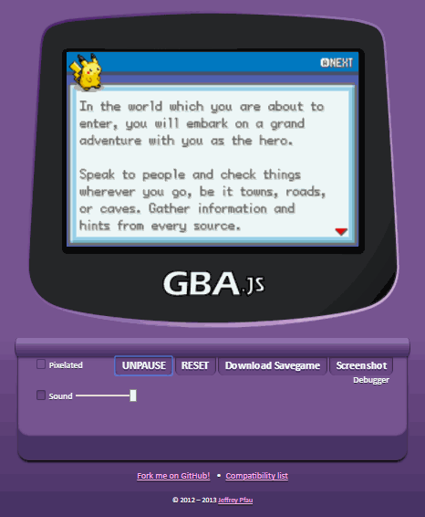 模拟器GBA JavaScript-宠物小精灵