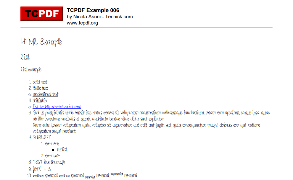 TCPDF自定义字体示例