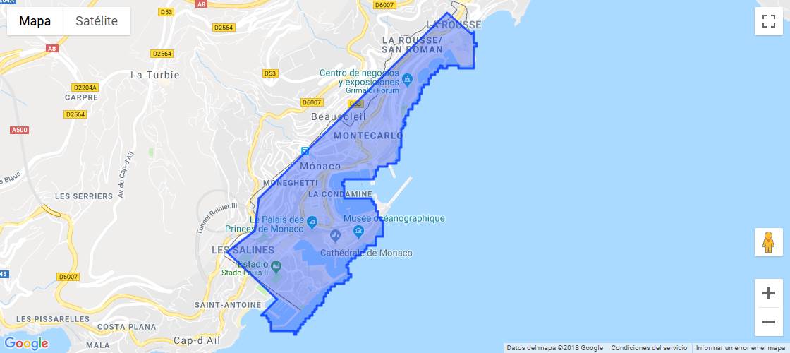 摩纳哥突出国家谷歌地图