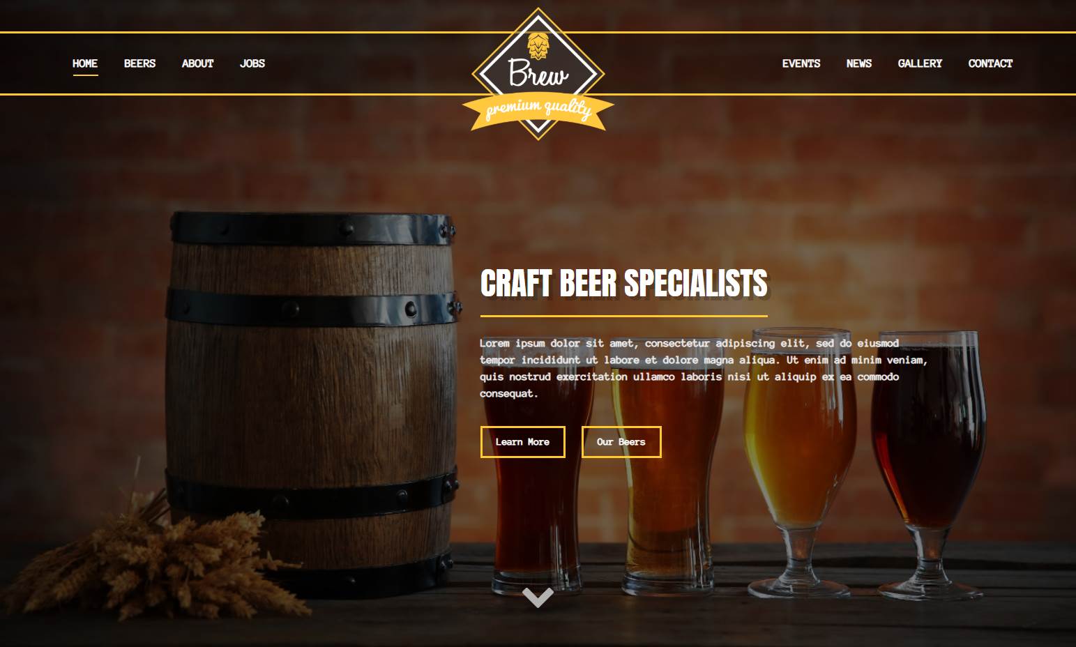 高级工艺啤酒酒馆酒吧HTML模板