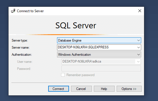 SQL Server Management Studio SSMS登录