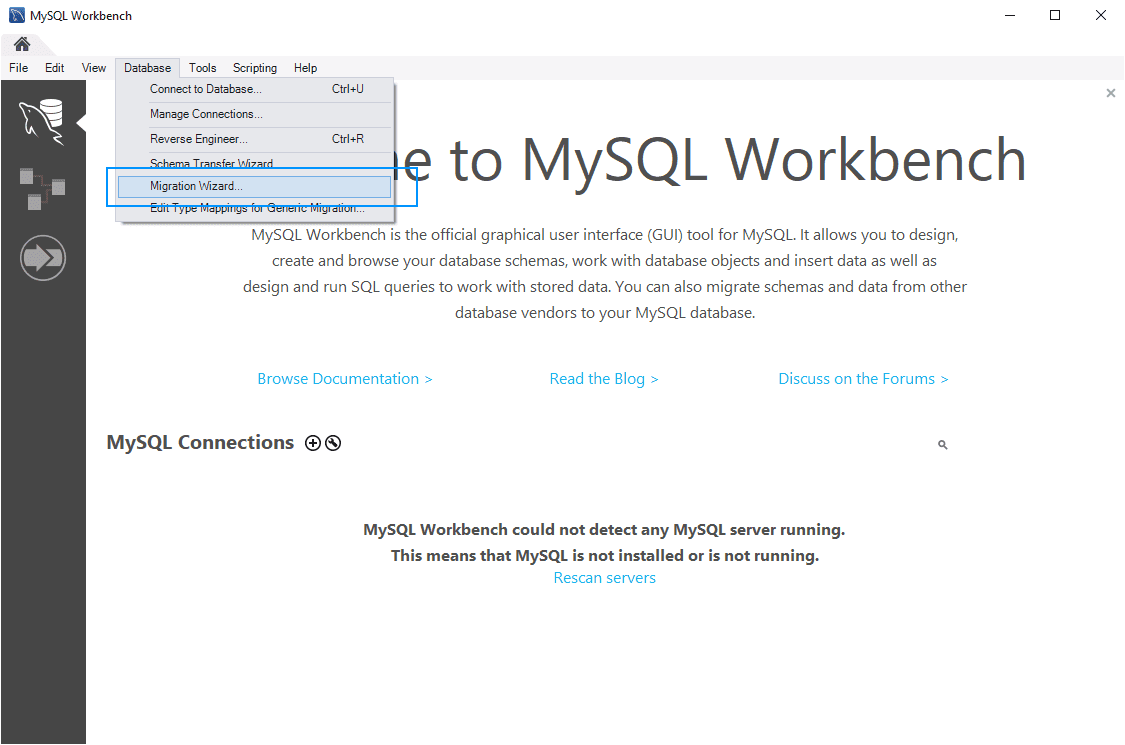 MySQL Workbench迁移向导