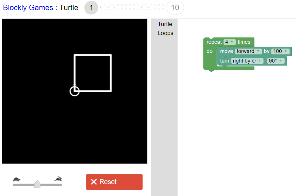 Google的Blockly Games Turtle Level 1
