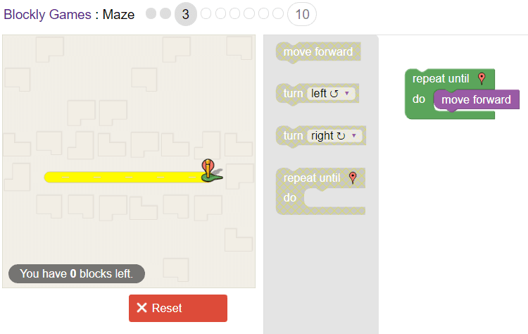 Google的Blockly Maze游戏3级