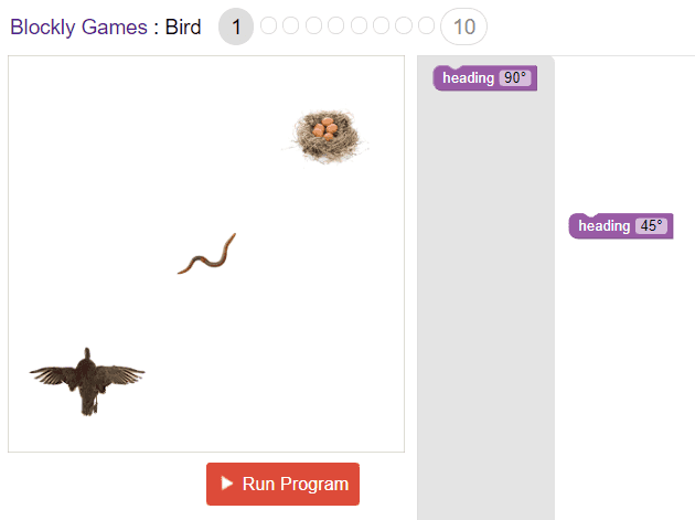 Google的Blockly Programmer Bird Game Level 1