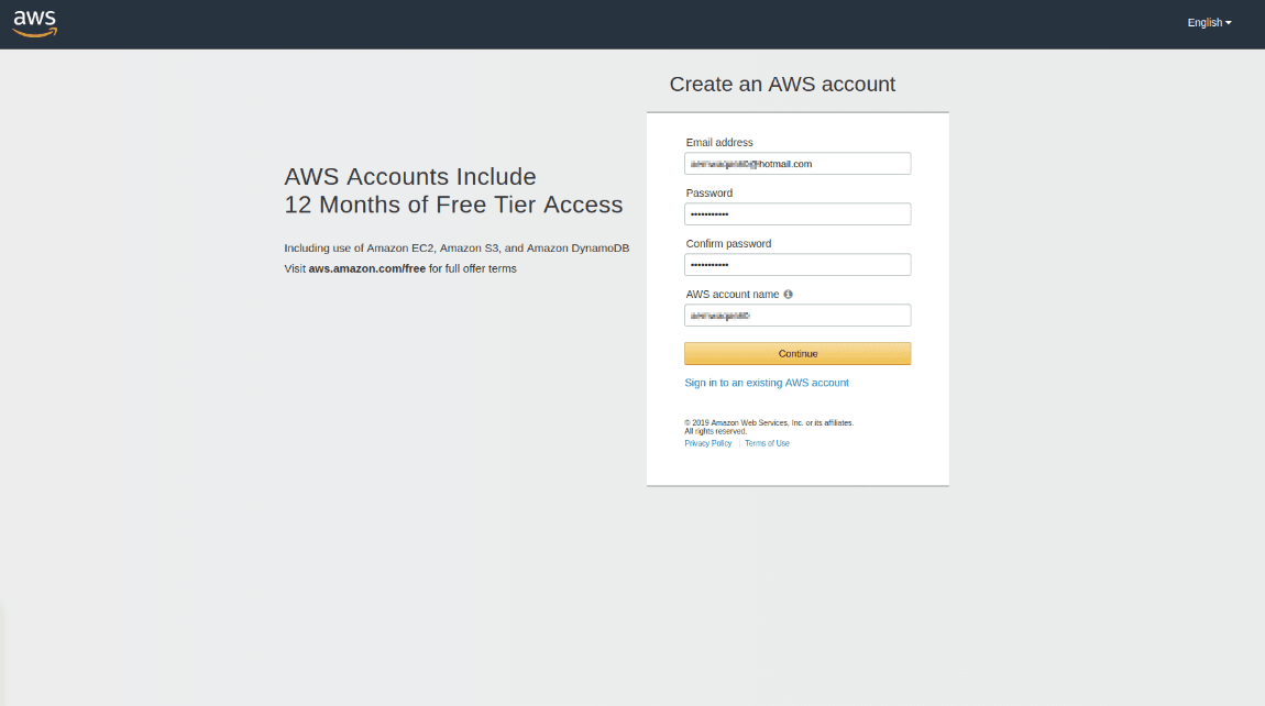 亚马逊注册并创建AWS账户